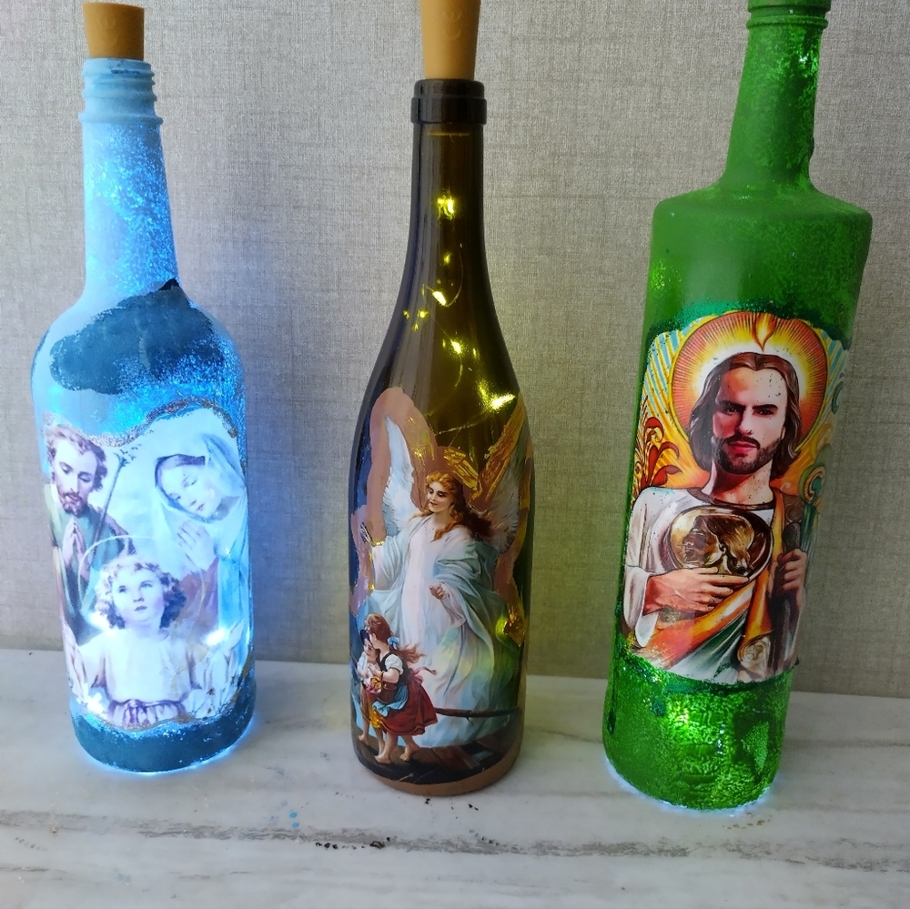 Acrilic painted bottles